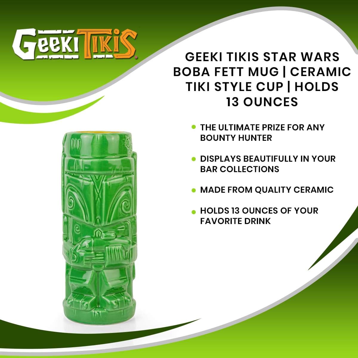 Geeki Tikis Star Wars Boba Fett Mug | Official Star Wars Collectible Tiki Style Ceramic Cup | Holds 13 Ounces