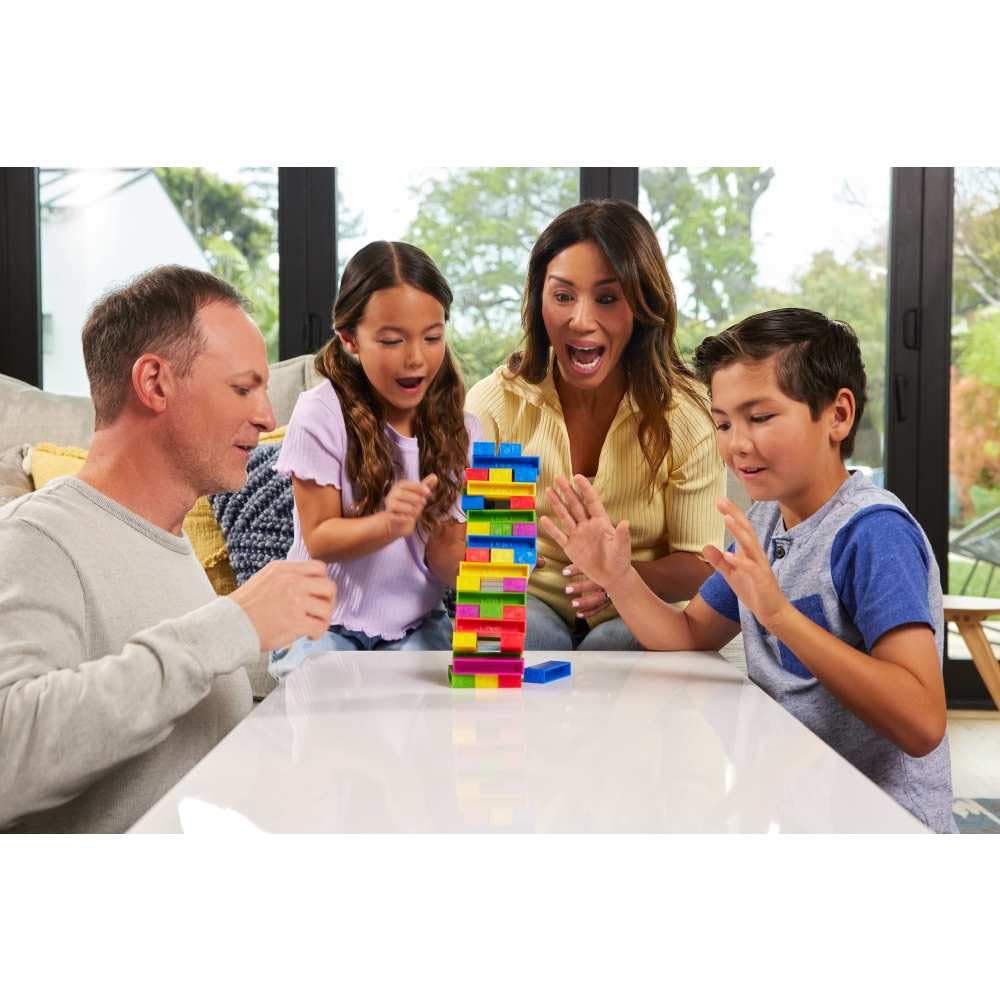 Mattel Games UNO Stacko Game for Kids & Family with 45 Colored Stacking Blocks & Loading Tray, Build & Play, Nights & Parties