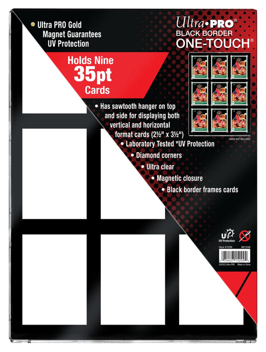 Ultra PRO - Black Border ONE-Touch 9 Graded Card Display Case, Show Off & Protect Standard Size Graded Baseball, Football or Collectible Gaming Cards, Magnetic Closure & UV-Resistant