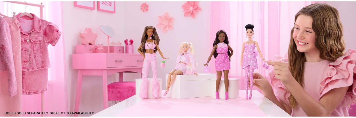 Barbie Deluxe Style Doll #9 with Blonde Hair in Pink Denim Outfit