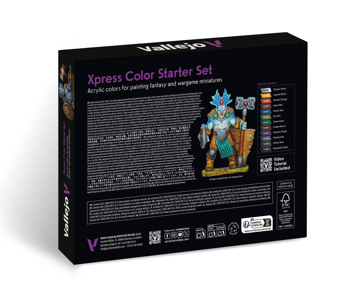 Vallejo Xpress Color Starter Set for Painting Figures, Includes Exclusive Figure, Synthetic Brush and Step-by-Step Guide, Ideal for Skin, Scales, Clothes and Metals