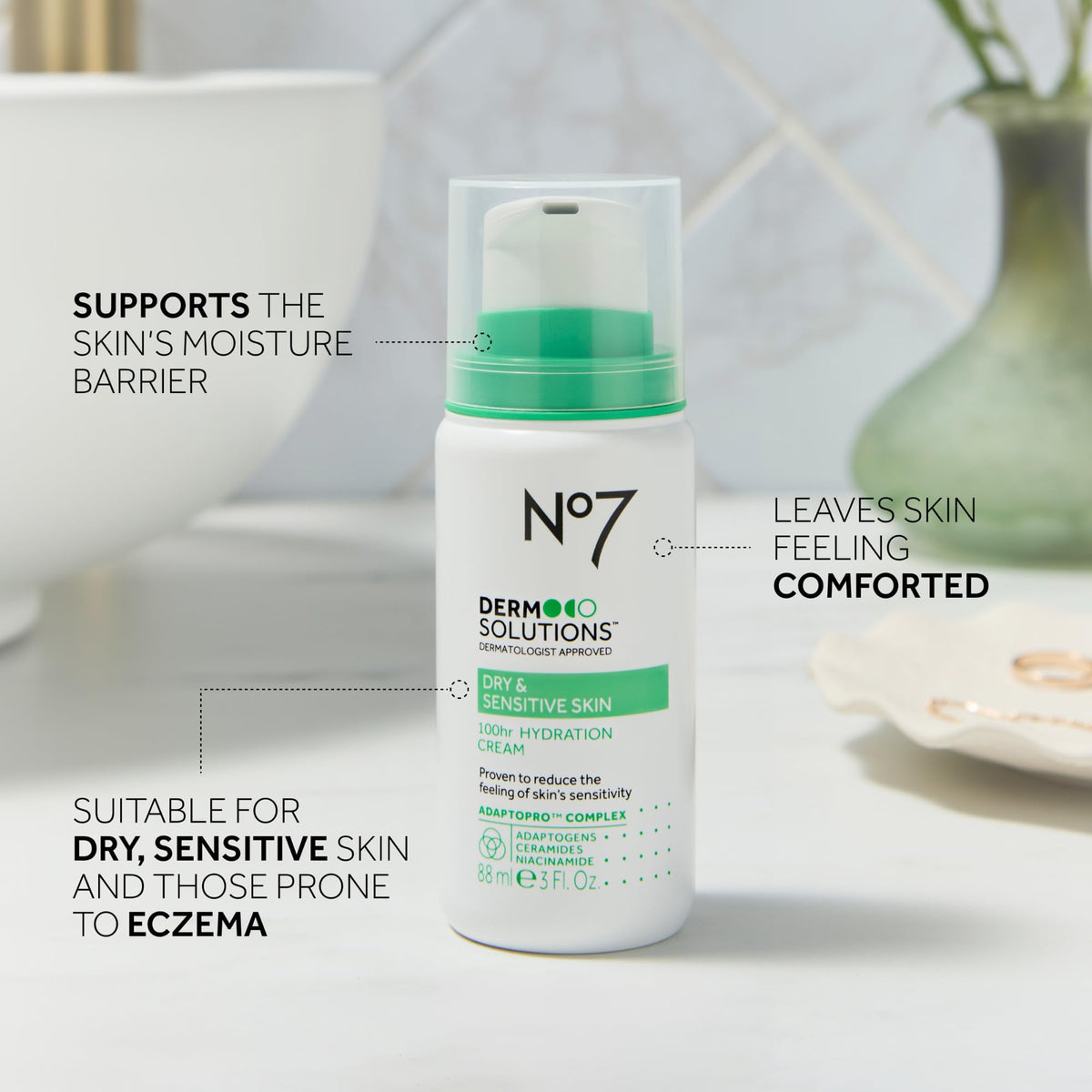 No7 Derm Solutions 100hr Hydrating Face Moisturizer, 3 Fl Oz