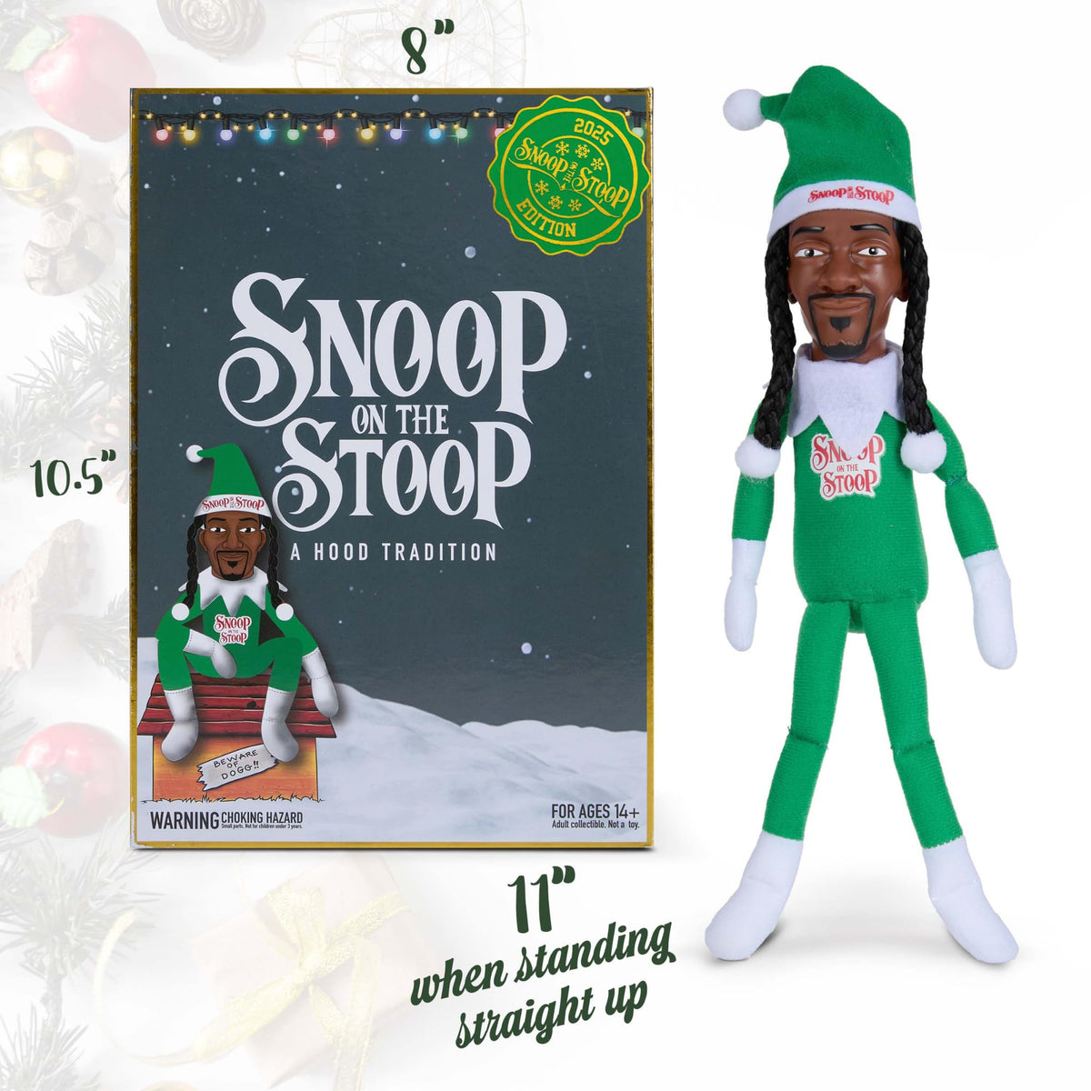 Snoop Dogg Snoop on The Stoop Christmas Elf, 12in Plush Collectible