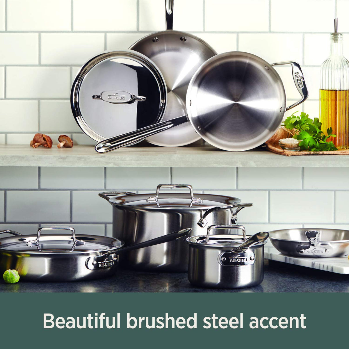 All-Clad D5 Dishwasher Safe Cookware Set, 10-Piece, Stainless