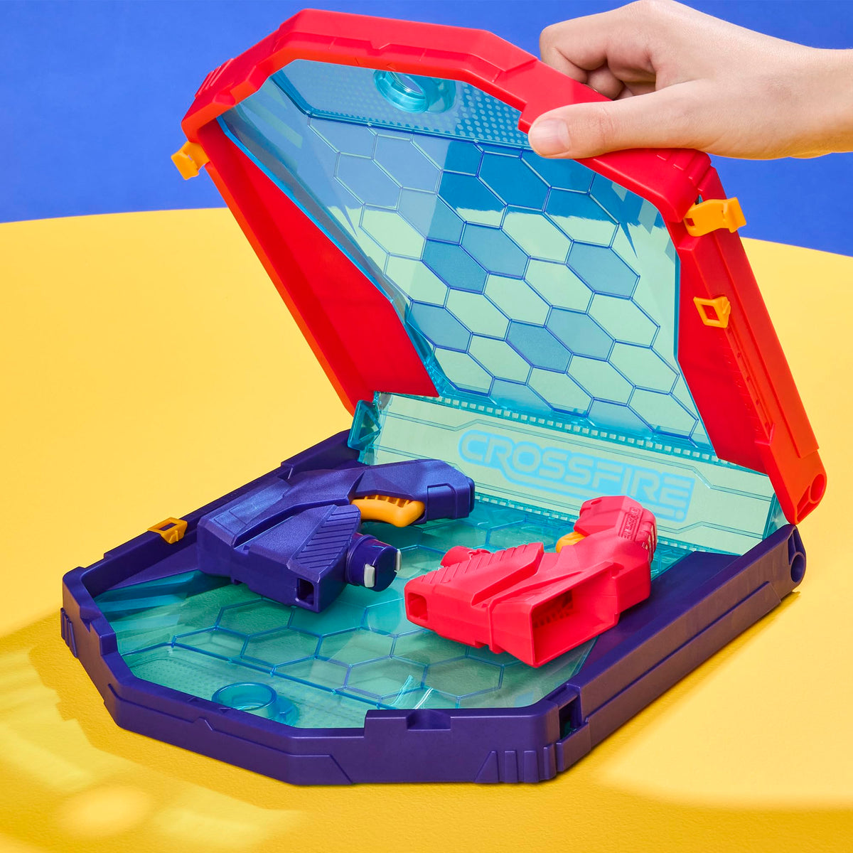 Hasbro Gaming Crossfire Game | Indoor Active Game for Kids and Teens | 2 Blasters, Marbles, Arena | Fun Family Board Games | 2 Players | 10 Mins. | Ages 7+