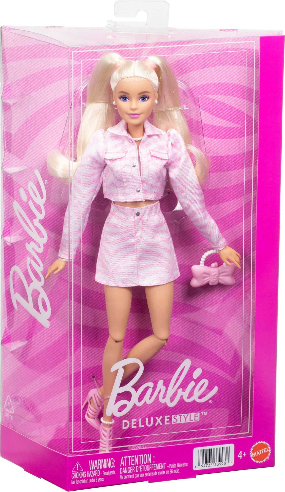 Barbie Deluxe Style Doll #9 with Blonde Hair in Pink Denim Outfit