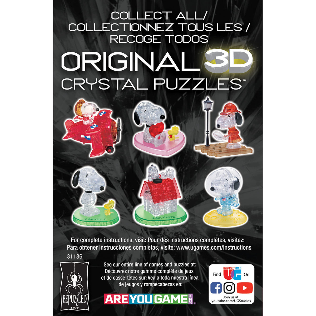 BePuzzled Peanuts Snoopy Original 3D Crystal Puzzle Collection - Brain Teaser, Collectible Display Puzzle for Kids & Adults Ages 12+