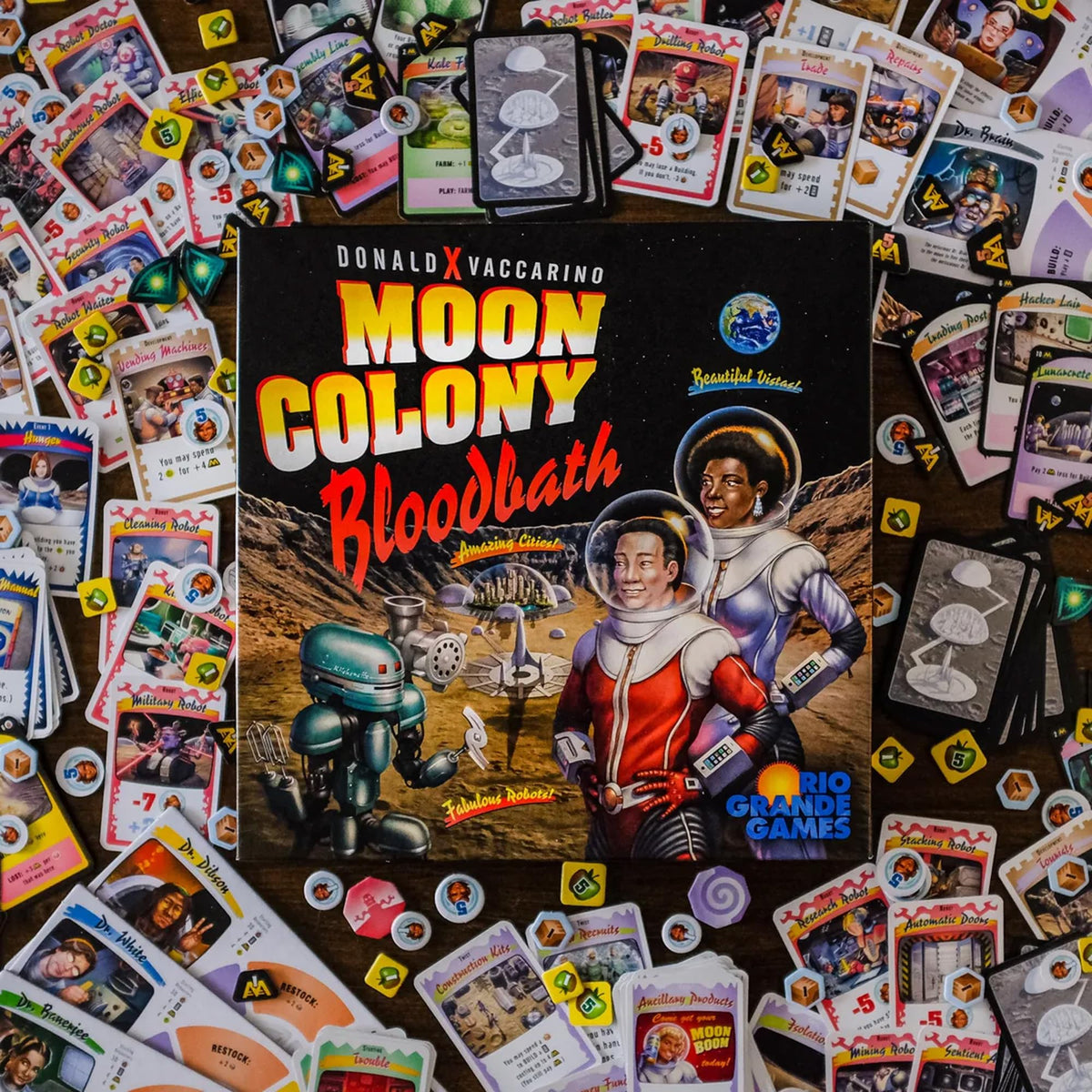 Rio Grande Games Moon Colony Bloodbath Strategy Card Game, 1-5 Players, Engine Building Board Game Ages 14+
